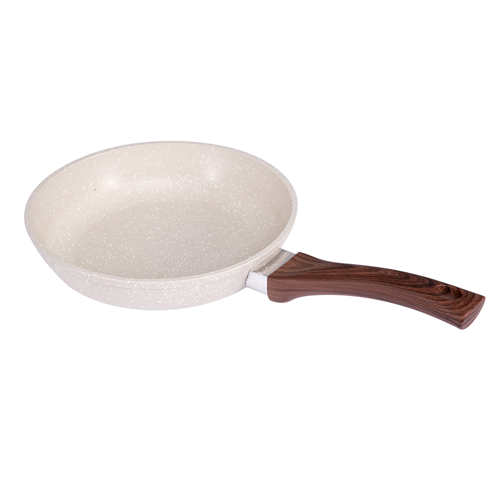 24X5CM white medicinal stone coating  Aluminum frying pan with glass lid DB-2405B