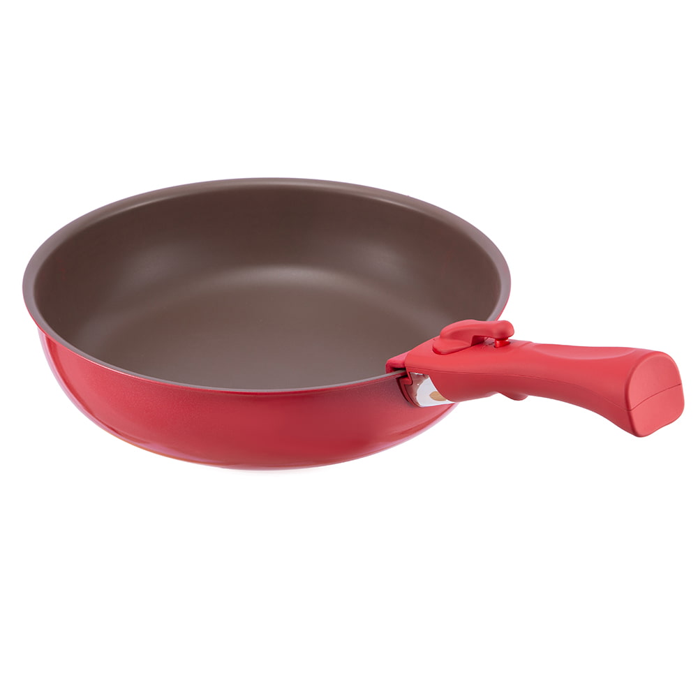 28*7.5cm aluminum non stick frying pan with glass lid and removable handle DB-2875