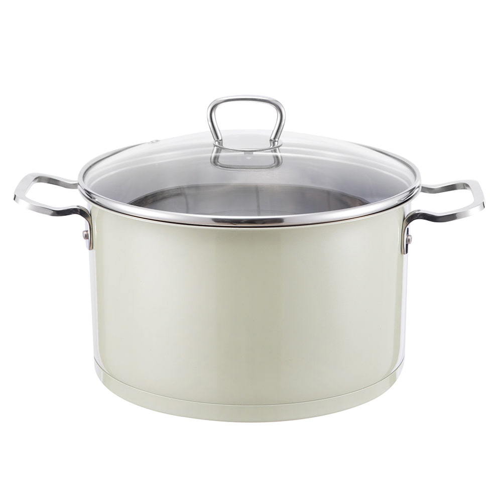 24X14cm Olive Green Food Safety Coated  Stainless Steel 304 Stockpot JY-2414L