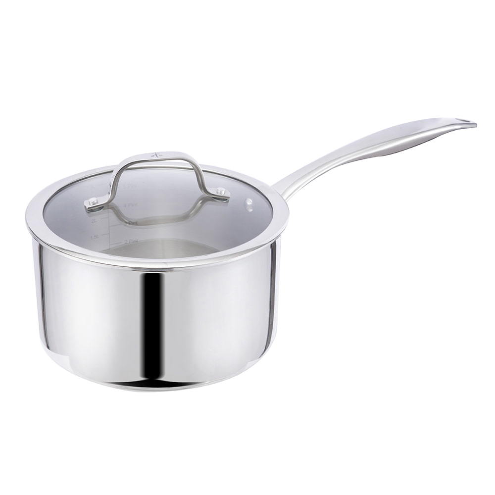 16*9.5CM Single long handle saucepan with wide edge lid JY-1695SN