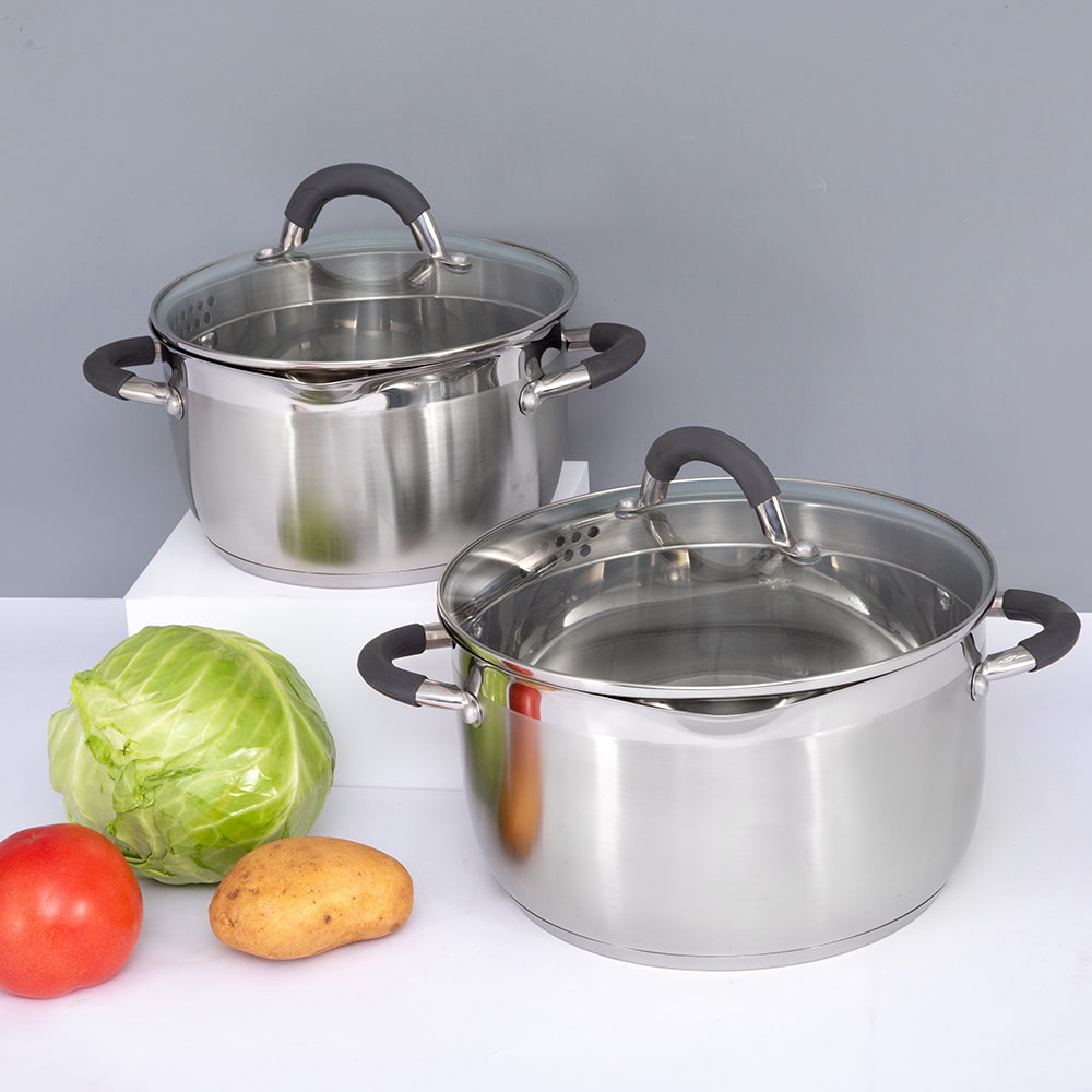 18*10.5CM Double side handle glass lid stockpot JY-18105DZ-2