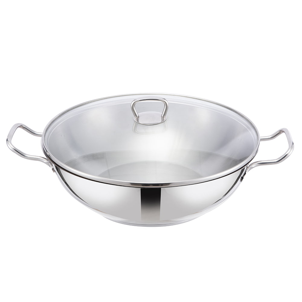 36*9CM Glass lid double side handle wok JY-3609ST