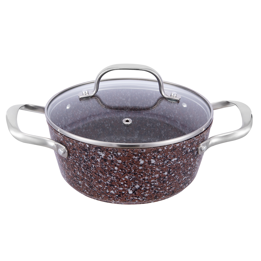 20*8.5cm granite coated non-stick aluminum stockpot with glass lid JY-HGYG-1-2085